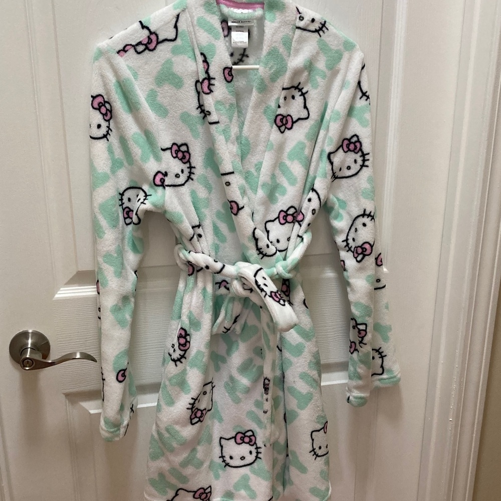 Hello Kitty Plush Robe - White, Mint, Pink Medium Ladies